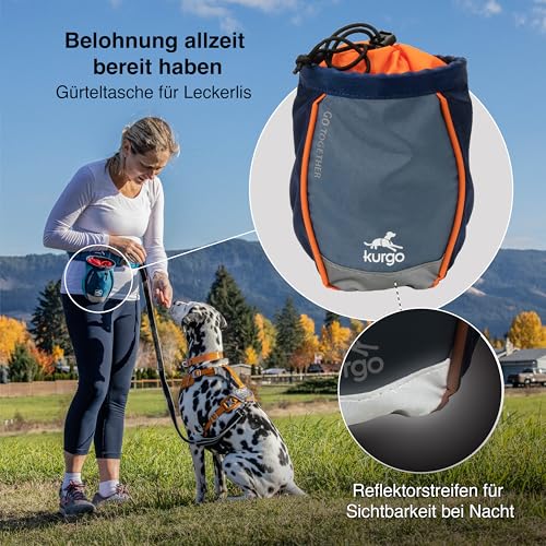 Kurgo Go Stuff-It Futterbeutel, Hält Hunde-Leckerlis frisch, Ideal für Hundetrainings, 11 cm breite Öffnung, Navy