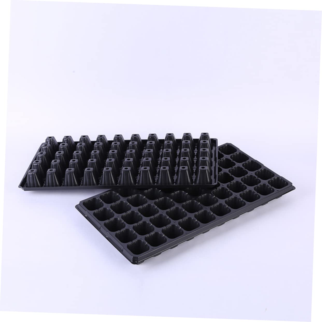 TOYANDONA Bandeja de Cultivo para Plantas 50 Cavidades de PVC Negro, Multi Ranuras sin Dañar Raíces, Paquete de 6 para Vivero y Cultivo al Aire Libre
