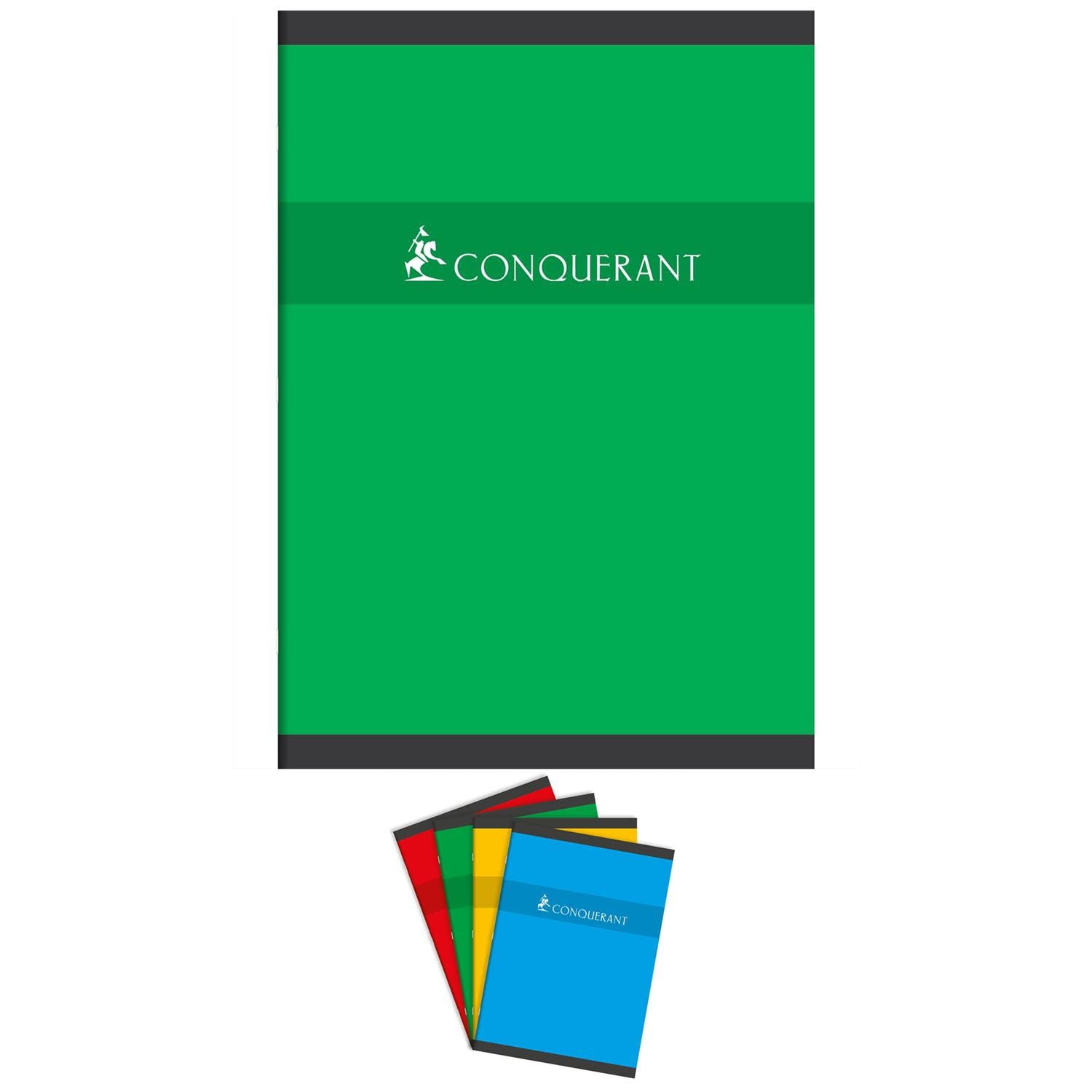 CONQUERANT Lot de 10 Cahiers A4 192 Pages 70g Petits Carreaux Coloris aléatoires