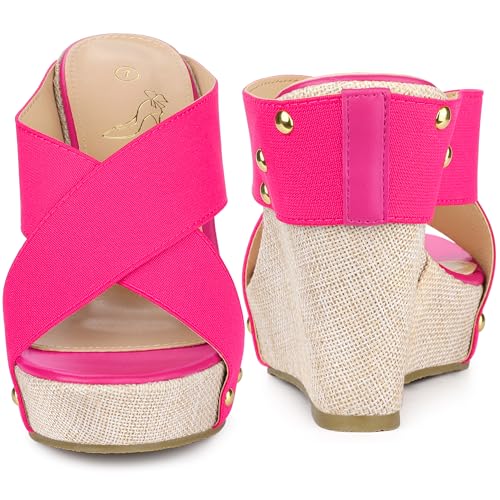 Perphy Open Toe Platform Linen Slide Wedge Sandals for Women2