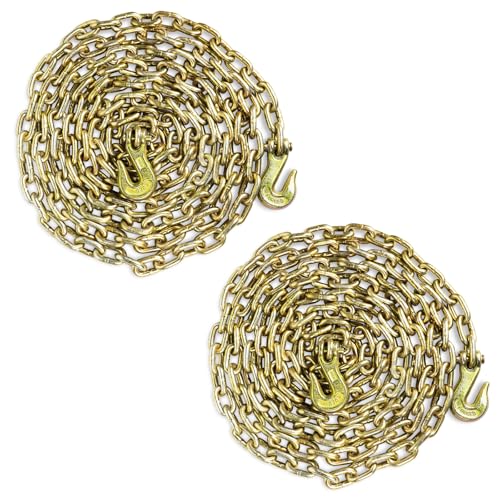 Image of ENJ 2 Pack Transport Binder Chain 3 /8 Inch x 10 Foot | 6,600 lbs SWL | DOT Heavy-Duty for Trucks