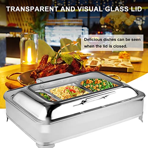 Electric Chafing Dish Buffet Set 3 Pan 9.5 Quart Food Warmer Buffet Servers And Warmers With Covers Warmer For Parties Buffets Adjustable Temperature Stainless Steel Warming Tray Bain Marie Warmer Set #TOP3