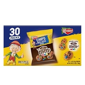 Keebler On-the-Go Rainbow Chips Deluxe Cookies | Individually Wrapped, Mini Chocolate Chip Keebler Cookies with Real M&M’s | Rainbow Mini Cookies, Travel Snacks | 30 packs, 48 oz Box