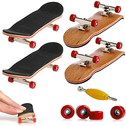 Mini Diapas�n, 2 Pack Profesional Dedo Monopat�n Maple Wood DIY Asamblea Skateboarding Juguete Juegos Deportivos Regalo de los Ni�os (Rojo)
