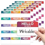 Misofuki 375 Pcs 3'x2' 'Hello My Name is' Name Tags Stickers for Clothes, 25 Sheets Colorful Nametags Stickers, Peel & Stick Identification Badges for Themed Party Family Home School Office Conference