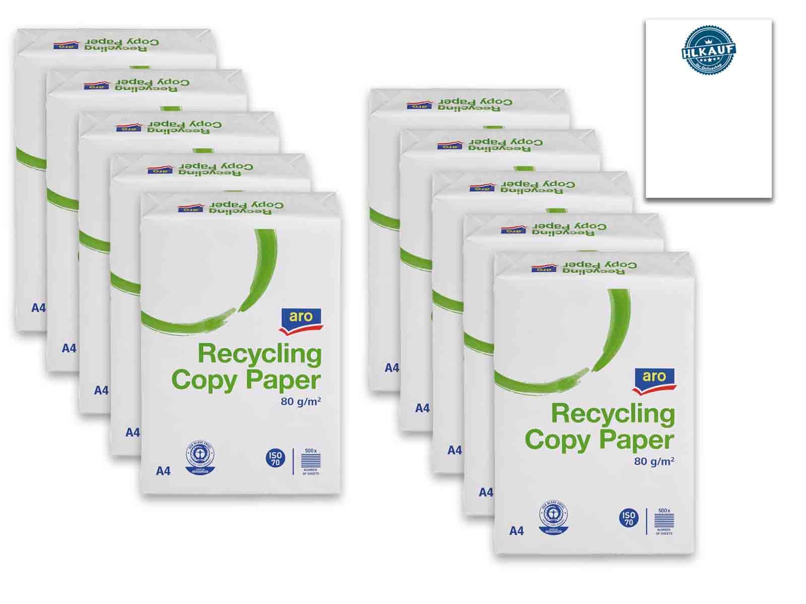 aro Kopierpapier Druckerpapier Universalpapier DIN A4-80 g/m² Diverse Mengen (Aro Recycling 5000 Blatt & 1x HLKauf-Produkt)