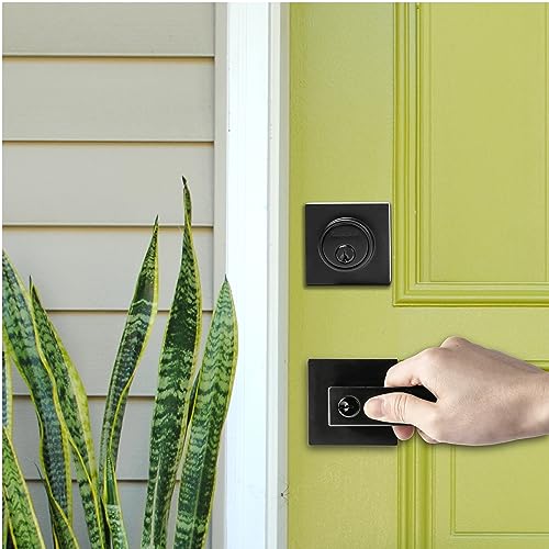 Exterior Door Lock Set with Deadbolt, Front Door Handle Set with Deadbolt, Door Levers Single Cylinder Deadbolt Set, Keyed Alike Heavy Duty Keyed Entry Handles Locksets,(Matte Black,3Pack) - Image 5