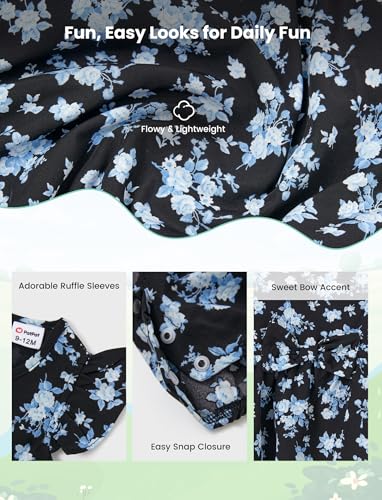 Image of PATPAT Family Matching Outfits Mommy and Me Dresses Floral Dress & T-Shirts | Mommy and Me Easter Dresses, Puff Sleeve Floral Sundress, Cotton Blend T-shirts, Couples Party Wedding Vacation Outfits