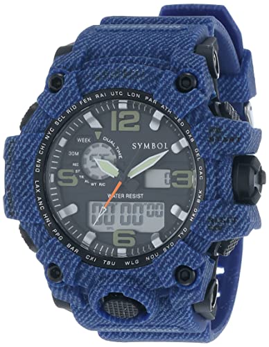 Amazon Brand - Symbol Men Silicone AnalogDigital Black Dial Watch-Az-Sym-Ss21-1155D, Band Color-Blue