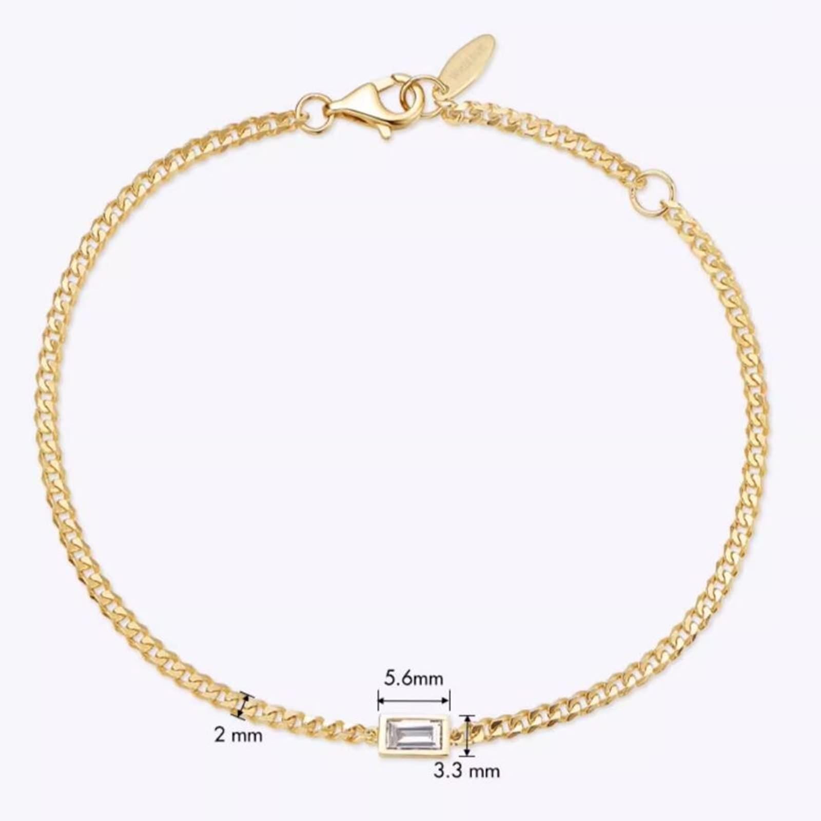 Bracelet breloques en or jaune 9 K/14 K/18 carats, blanc 0,14 carats, créé en laboratoire, diamant classique, taille émeraude, véritable bracelet en or véritable 750/585/375