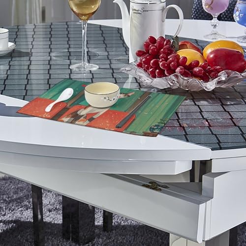 Set de table chat long col lot de 6 toiles 45x30 cm