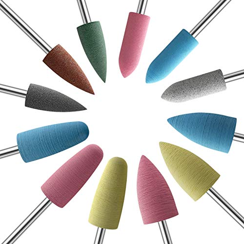 KADS 12 x Silikon-Nagelbohrer, rotierender Fräskopf, Nagelhautreinigung für Nagelkunst, Nagelstudio, Maniküre