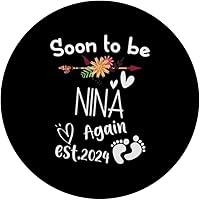 Vista 3 de Soon To Be NINA Again Est.2024 Baby Shower Pregnancy PopSockets Standard PopGrip