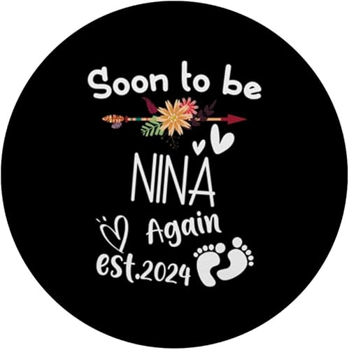 Miniatura 3 de Soon To Be NINA Again Est.2024 Baby Shower Pregnancy PopSockets Standard PopGrip