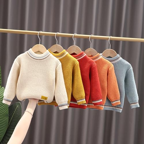 Toddler Boys Girls Pullover Sweater Long Sleeve Stand Collar Knit Sweaters Winter Kids Solid Warm Tops3