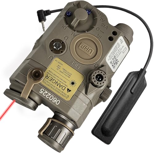 PEQ 15 LA5 Tactical White Flashlight Light Red 20mm Rail 5 Modes W/Pressure Switch for Airsoft (UHP-Tan)