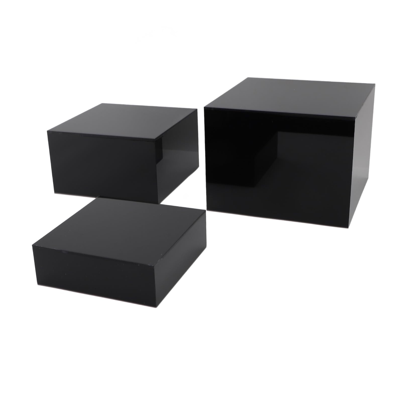 ZJchao Présentoirs à Dessert en Acrylique, 3 pièces Présentoirs élévateurs en acrylique nidification cubique Presentoir Aperitif Buffet Cube pour Table à desserts Tables de Buffet aliments (Noir)