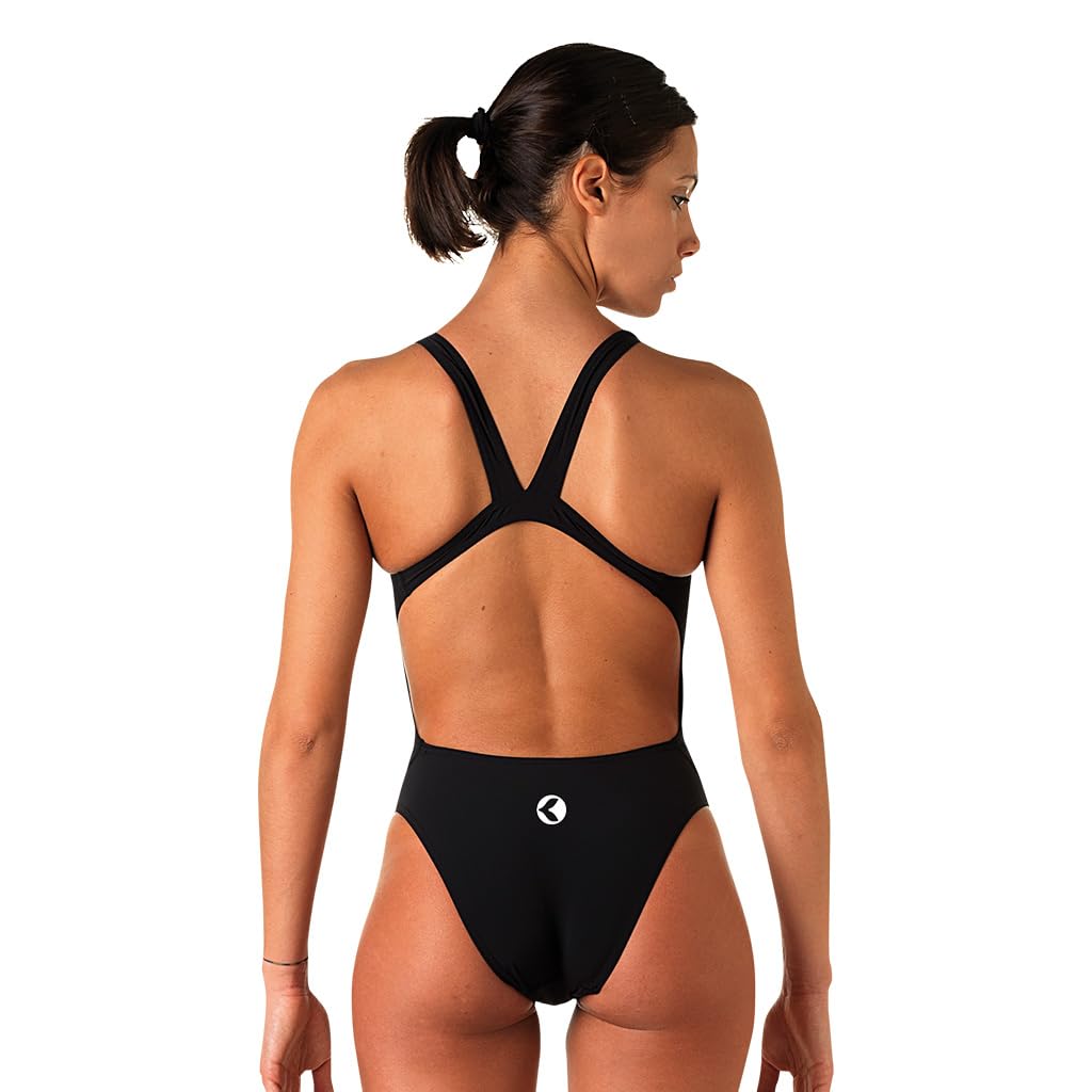 Okeo Costume Piscina Donna, Costume Nuoto Donna, Intero, Materiale tecnologico, Sgambatura Alta, Resiste a Abrasioni e Pilling, per competizioni ed allenamenti