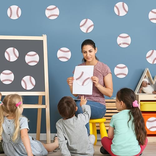 Image of Glitter Baseball Cutouts- 100Pcs Sport Ball Cut Outs Bulletin Board Baseball Shape DIY Paper Cuts Party Decorations for Sports Theme Party Baby Shower Birthday Classroom Game Day Wall Decor Supplies