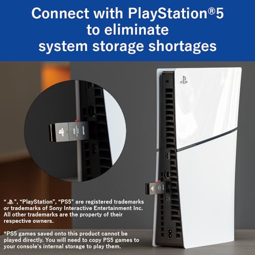 Image of BUFFALO External SSD 1.0TB - Officially Licensed Product, Compatible with PS5 Consoles / PS4 Consoles - USB3.2 Gen2 Type A Compact Stick SSD-SAO1.0U3B