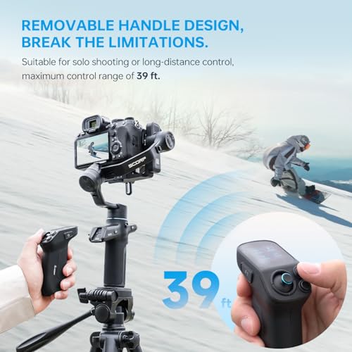 Image of FeiyuTech SCORP Mini 3 Pro Camera Gimbal with AI Tracker,Detachable Remote Handle All in One Camera Stabilizer,for Sony /Canon /Nikon /Gopro11 /DJI Action 5 pro /iPhone 16,Payload 4.4lbs,Bluetooth Control