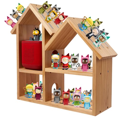 Image of Tonies Shelf for Toniebox 2 /1, Magnetic Tonies Storage for 30-40 Tonie Box Characters, Wooden Tonie Organizer Storage Shelves, Large Loft House Wall Mounted and Desktop Shelf for Kids Room