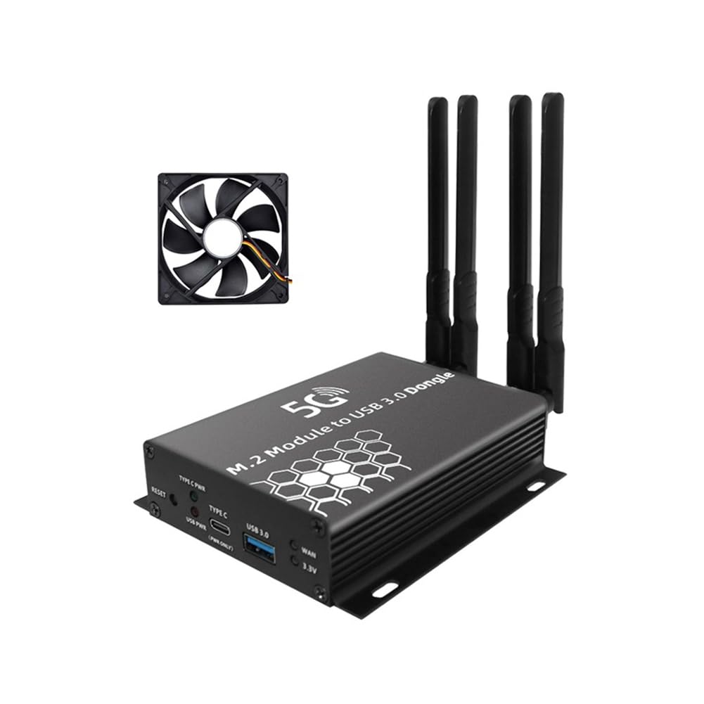 MóDulo M.2 NGFF 4G/5G A Adaptador USB 3.0 Convertidor de Tarjeta WiFi M2 Placa Elevadora con Antena Enfriador Ventilador Ranura para Tarjeta SIM