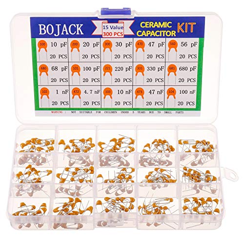 BOJACK 15 Valores 300 Pcs Capacitor de Cerâmica 10 20 30 47 56 68 100 220 330 680 Pf e 1 4,7 10 47 1