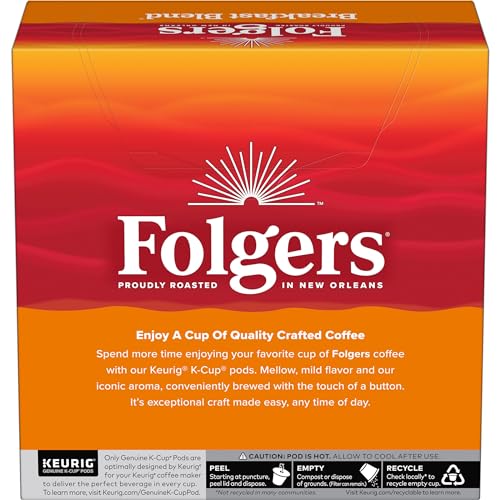 Image of Folgers K Cups Folgers Breakfast Blend Mild Roast Coffee, 128 Keurig K-Cup Pods