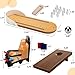 Liliful 4 Sets Tabletop Game Desktop Arcade Basketball Games Mini Bowling Game Portable Mini Desktop Cornhole Set of 2 Coated Wood Boards with 4 Red 4 Blue Bags Fun Desk Gifts for Adults