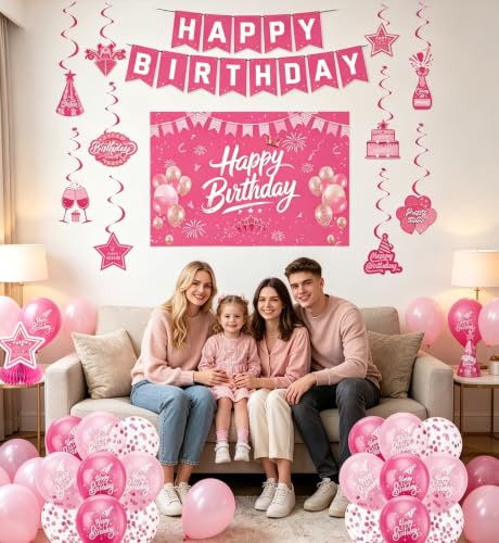 Image of Pink Birthday Decorations for Women