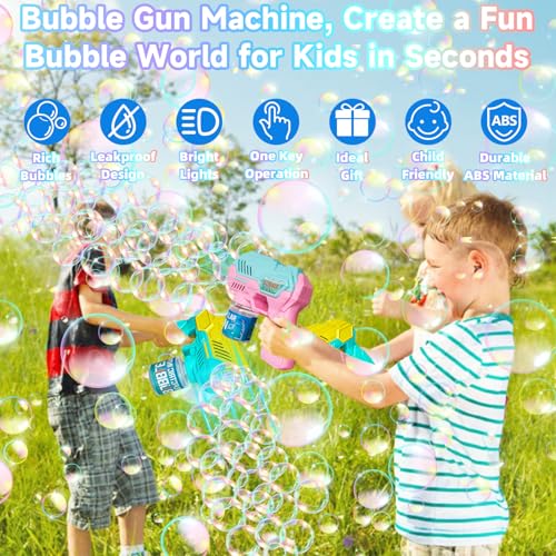 Pistolet à bulles automatique en lot de 2 avec solution LED