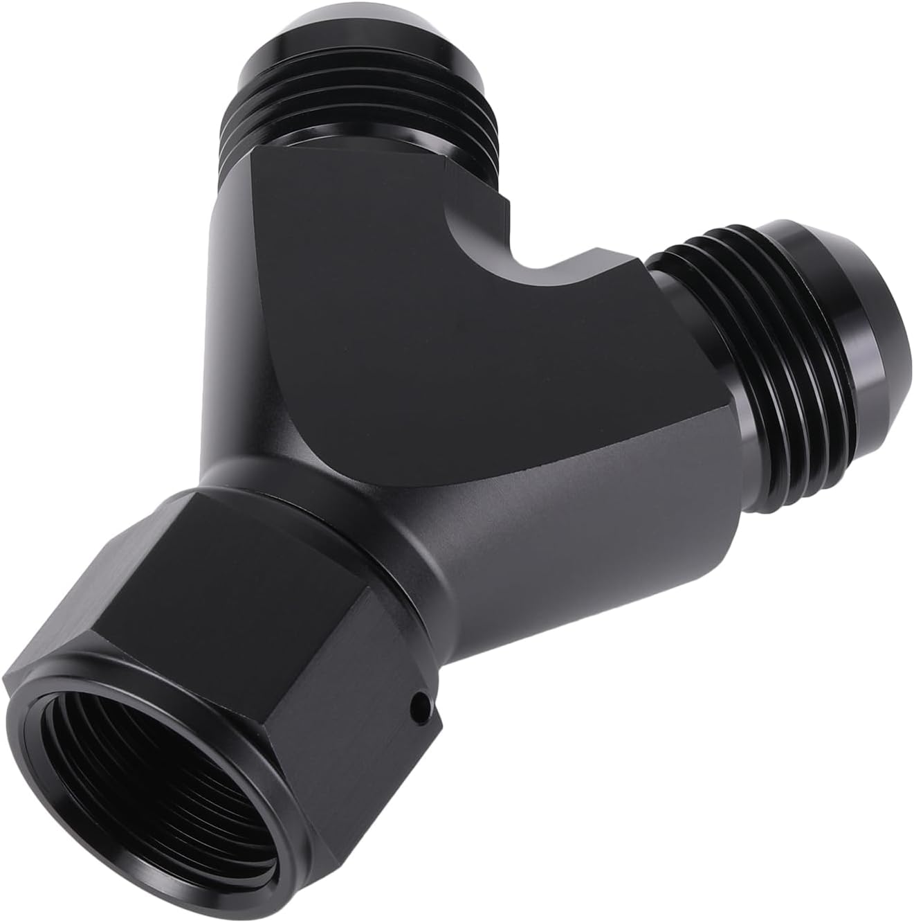 12AN Female to Dual 12AN Male Y Block Fitting Splitter Adapter Union Aluminum Black