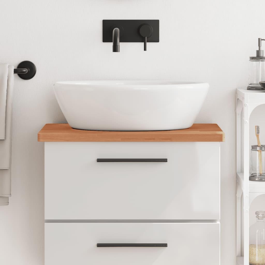Piano 60x40x2,5 cm Legno Massello di Faggio, Top Bagno Piano per Lavabo da Appoggio