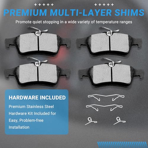 Image of Brake Pads Rear Set Compatible with Chevy Cobalt, Ford Focus Escape, Jaguar S-Type Super V8 Vanden Plas, Mazda 3 5, Saab 9-3, Vol-vo C30 C70 S40 V50 Rear Brakes Semi-Metallic D1095