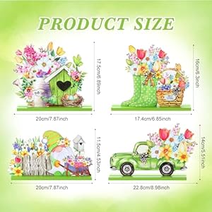 Blulu 4 pcs hello spring table decorations spring easter table centerpieces hello sunshine wooden signs decorations for home wooden party ornament farmhouse easter rusticcute style  urban country home decor