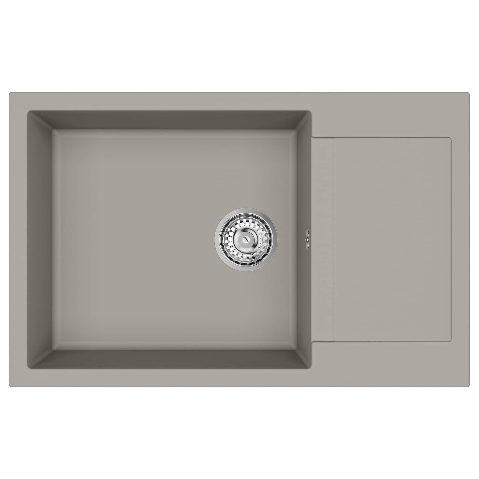 Lavandino grigio 780 x 500 mm in 80% quarzo e 20% resina moderno design rettangolare antigraffio e resistente al calore fino a 280 °C per cucina contemporanea