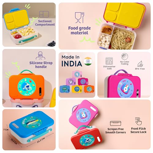 Image of rabitat Adventure Ready Combo- Munchbee Pro Divided Lunch Box 1000ml & Insulated Stainless Steel Zylo Bottle 550ml | Leak-Proof Tiffin Box & Water Bottle for Boys & Girls | Spunky