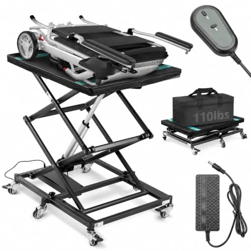 Portable Electric Lift for Wheelchair, One-Button Folding Lift Up to 110lbs