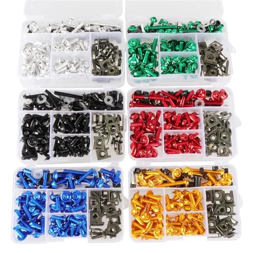 Kit de tornillos azul con clips para carenado de moto universal 3