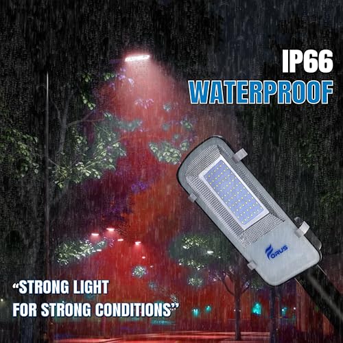 Image of Forus 30W LED Street Light with Clamp, IP66 Waterproof Outdoor LED Street Light, High Lumen 3600lm Red, Aluminium Body for Road, Parking Lot, Garden & Industrial Outdoor Lighting (1 Pc)