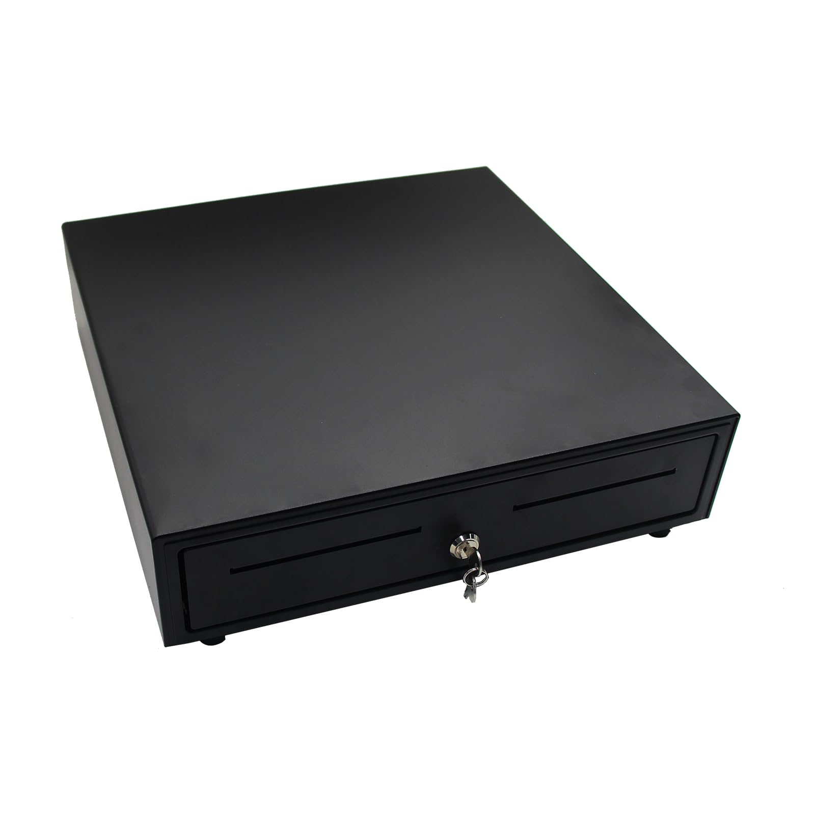 Coinal Cash Drawer with Removable Coin Tray, 5 Bill 8 Coin Compartments, Carbon Steel Plating, Check Slot, Key Lock, RJ12 Interface, 12V voltage universal.