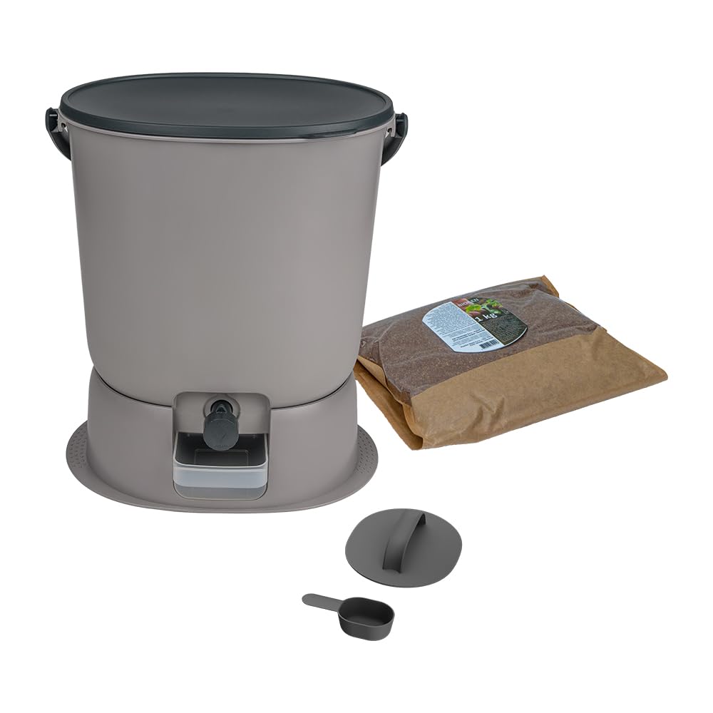 Composteur de cuisine écologique Skaza BOEssential bac à compost 15L gris clair