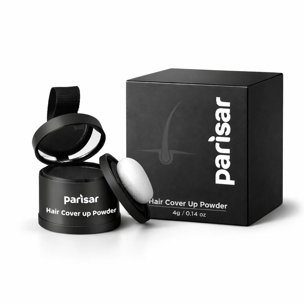 PARISAR Hair Cover Up Powder - Black | Helps Cover Grey Roots & Bald Spots | Fuller & Denser Look | Hair Line Powder Natural Black for Long-Lasting & Matte Finish with Easy Application | Pack of 1 - 4gm