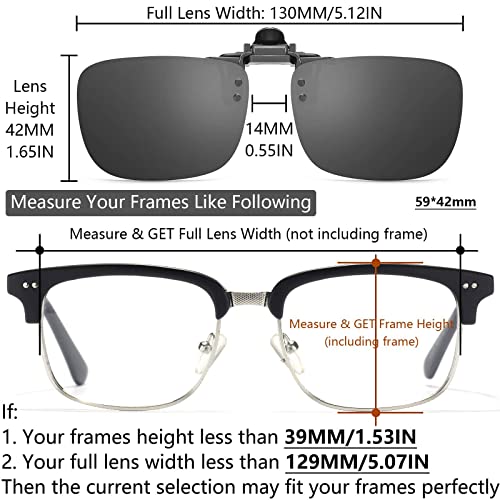 CAXMAN Non Polarized Clip On Sunglasses Over Prescription Glasses Flip Up Lens4