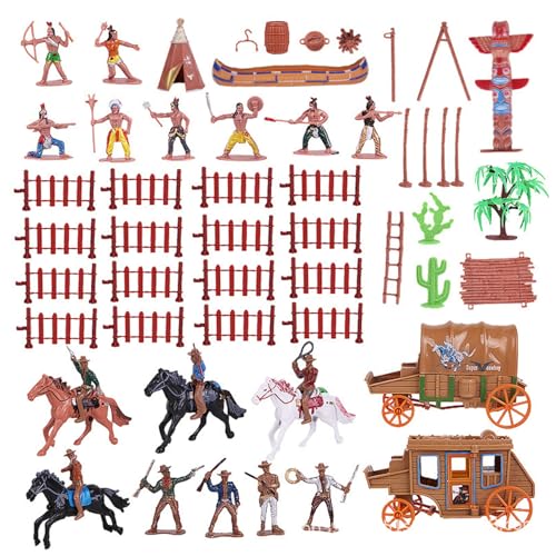 Ensemble de jeu Wild West figurines amérindiennes et cowboys