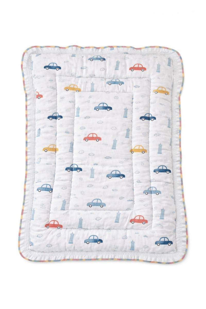 Baby Muslin Godadi Mattress for Newborn (30 x 22 Inch) – Soft Breathable Cotton Baby Sleeping Mat, Lightweight Crib Mattress with Cute Car Print for Infants-image-8