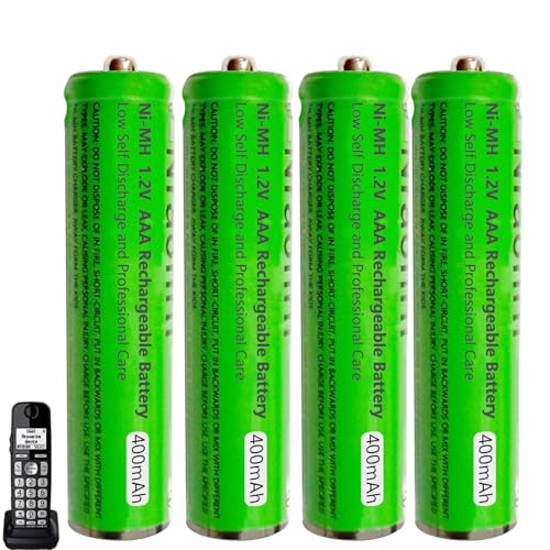 Piles Rechargeables AAA 400mah 1,2v pour Téléphone Gigaset, Pile AAA 400mah Ni-MH Batterie téléphone pour téléphone sans Fil, Lot de 4