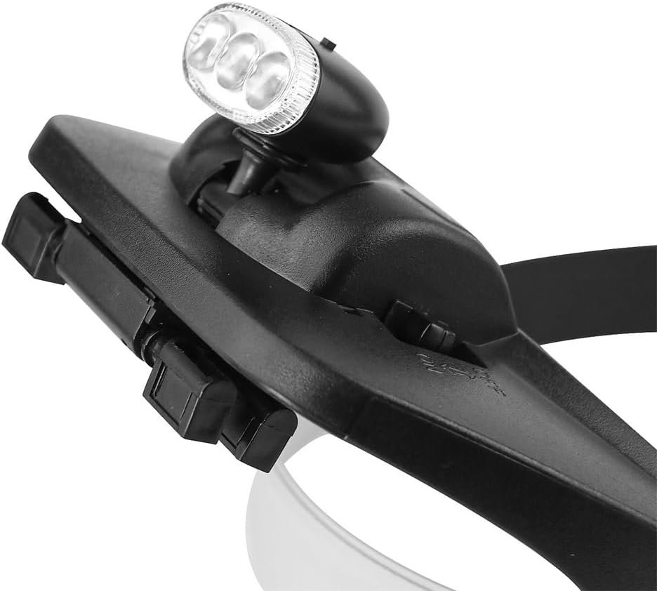 Multiple Lens Mounted Magnifying Glass with Three LED Lights for Maintenance Reading Inspection