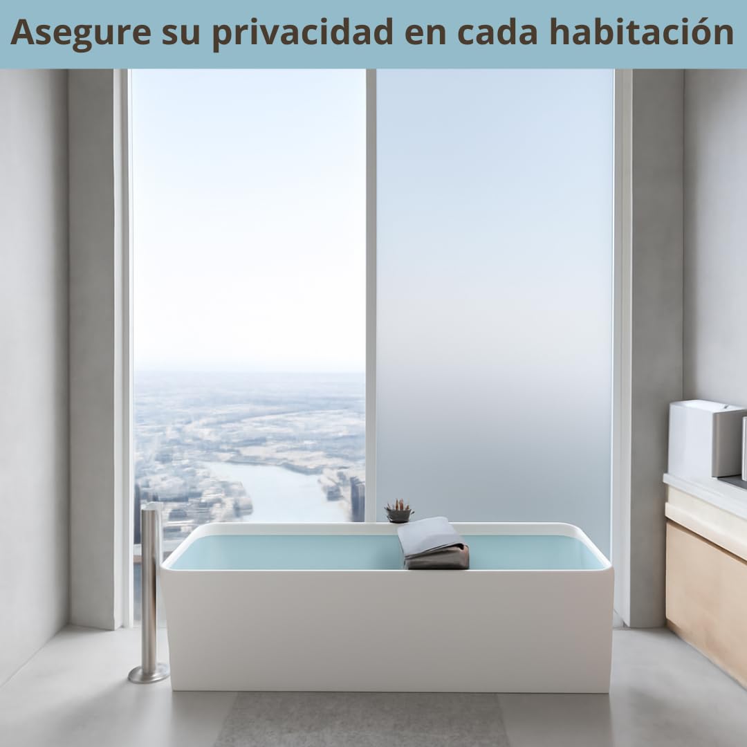 Película de privacidad para Ventanas (120x200cm) Muchos TAMAÑOS Grandes Mate Satinado Autoadhesivo sin Pegamento Anti UV sin residuos Fácil aplicación Ventanas Cabina de Ducha Adhesión estática